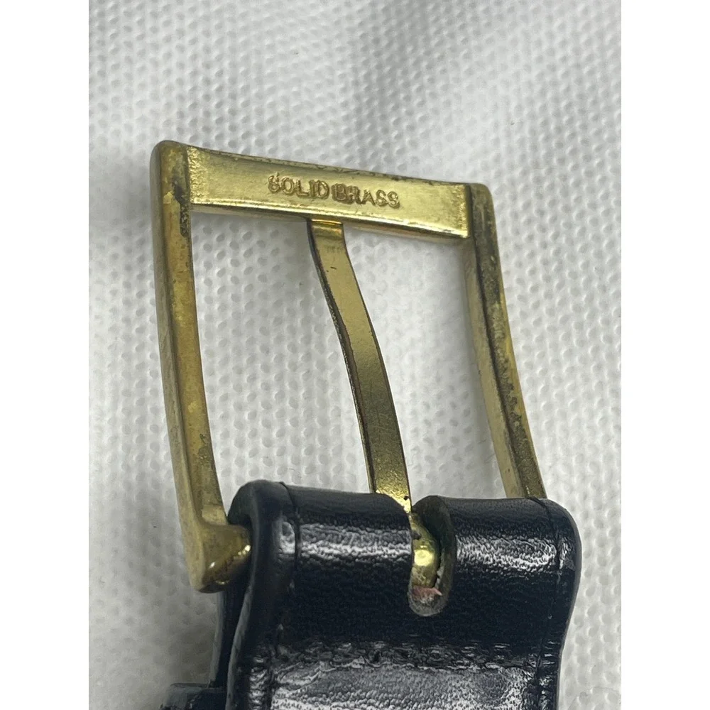 Vintage Brighton Aniline Glazed Leather Belt Size 42 Western Black Brass Buckle